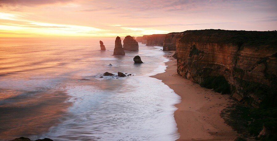 sunset on the great ocean road