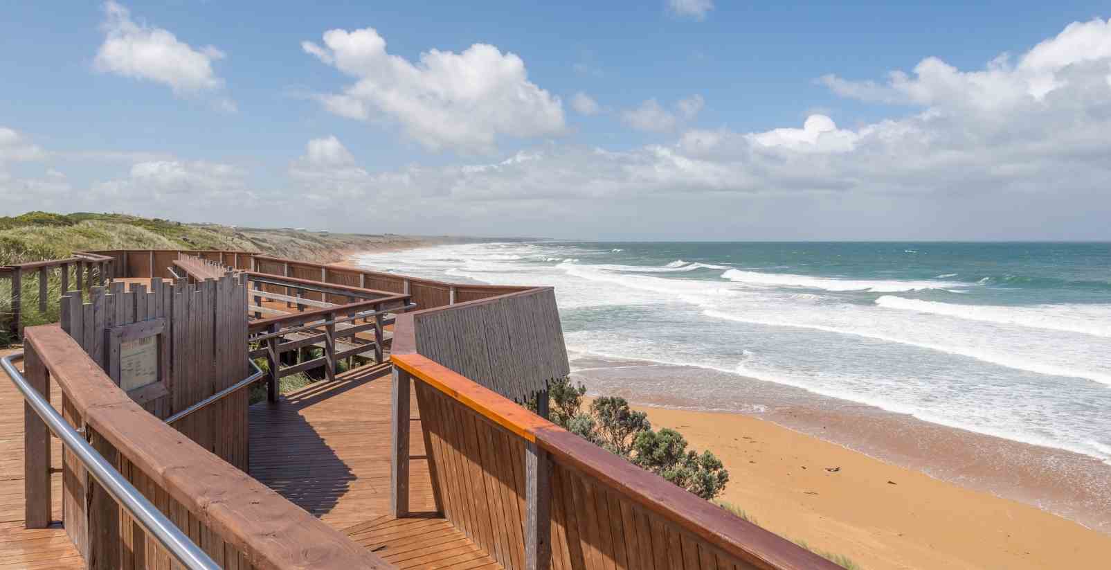 wooden boardwalk along the beach